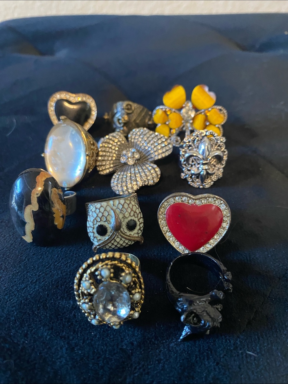 Assorted Women's Fashion Rings - Red Heart, Yellow Flower & Decorative Styles
